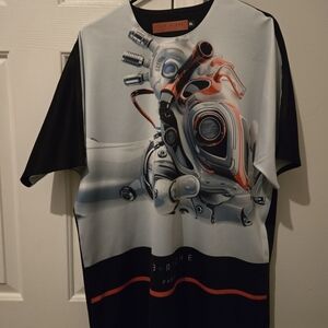 Futuristic Robot Graphic T-Shirt in Black and White